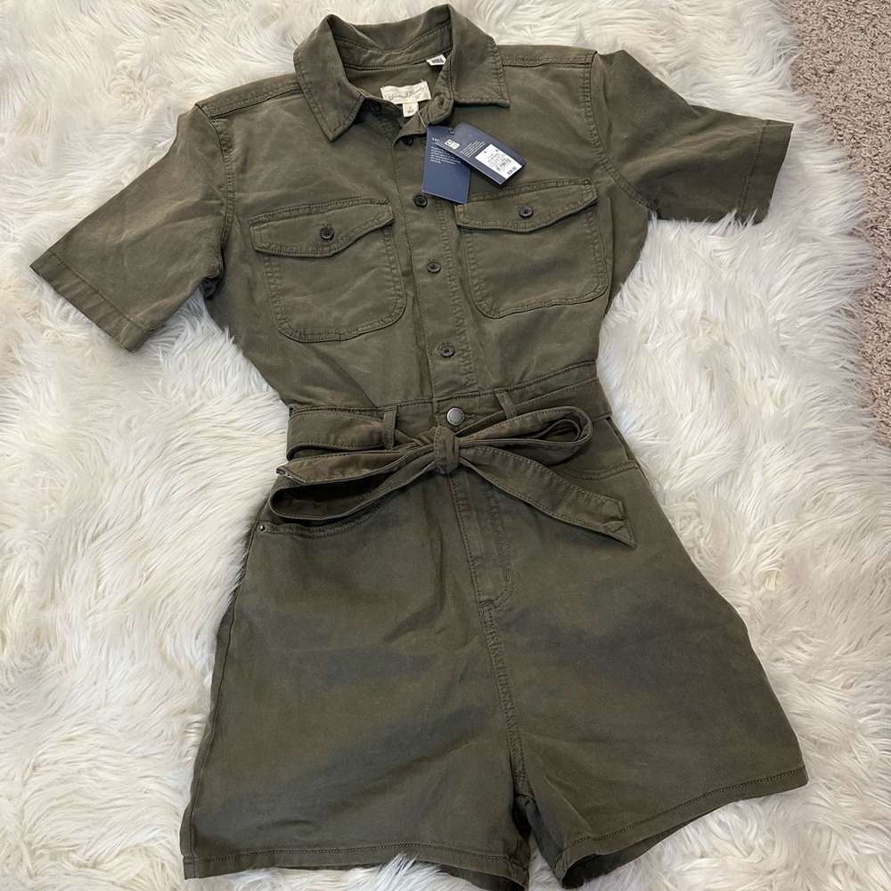 Universal Thread Olive Green Utility Short-Sleeve Romper